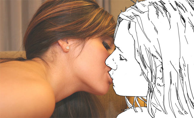 Invisble french kissing girl. 