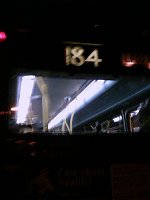 The 184 bus... at night.
