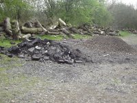 Two piles of gravel. 