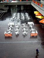 It was pissing down. 