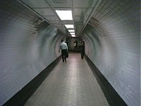 Highbury and Islington. Strange colours reflected in the wall.
