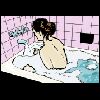 A girl in a bath.