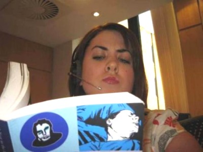 Rocko reads with spackphone. 